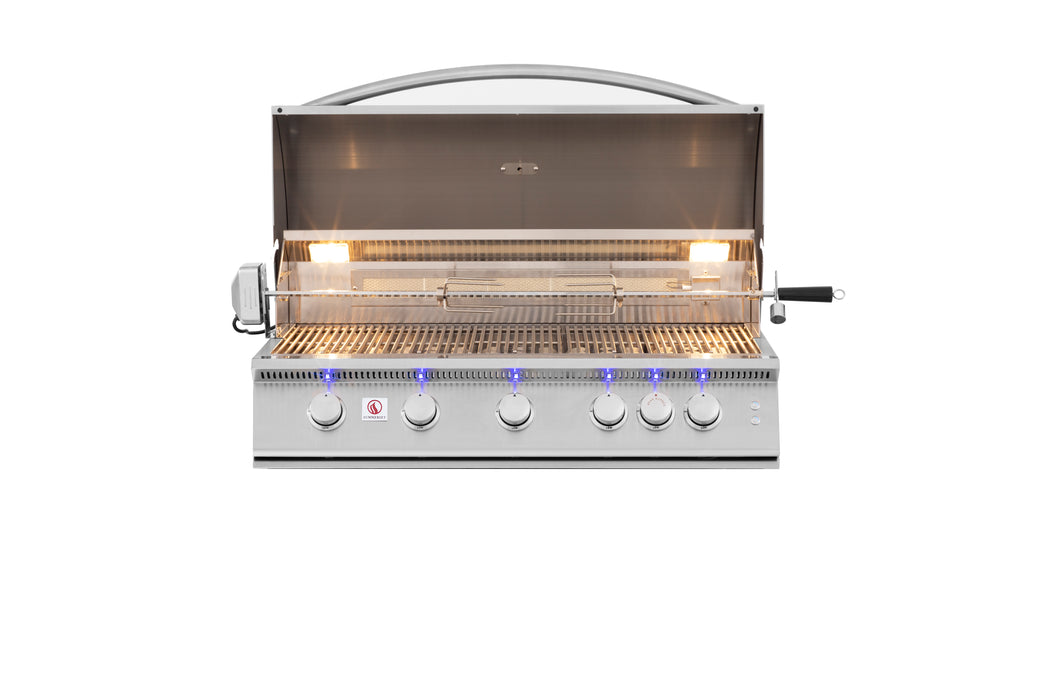 Summerset 40-Inch Built-In Gas Grill Sizzler Pro 5-Burner with Rear Infrared Rotisserie Burner, Flagship Stainless Steel Outdoor BBQ SIZPRO-40