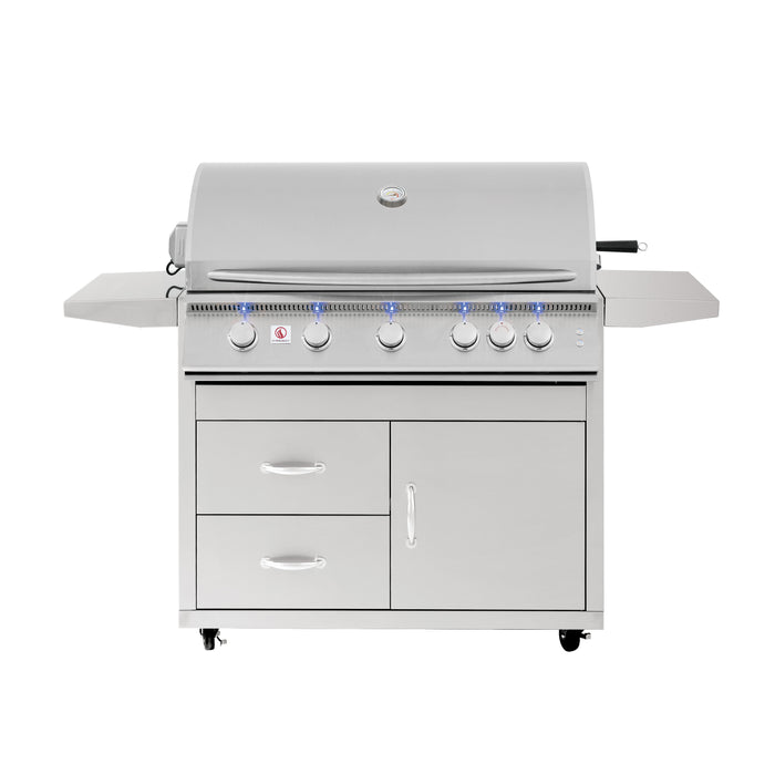 Summerset 40-Inch Built-In Gas Grill Sizzler Pro 5-Burner with Rear Infrared Rotisserie Burner, Flagship Stainless Steel Outdoor BBQ SIZPRO-40