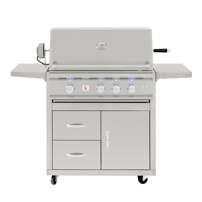 Summerset TRL 32-Inch 3-Burner Built-In Gas Grill, Flame Thrower Valves, Easy-Clean Briquette Burner Covers, Plug-and-Play Infrared Sear Zone Options, Rear Infrared Burner, and a Full Rotisserie Set TRL32