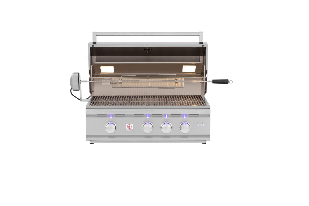 Summerset TRL 32-Inch 3-Burner Built-In Gas Grill, Flame Thrower Valves, Easy-Clean Briquette Burner Covers, Plug-and-Play Infrared Sear Zone Options, Rear Infrared Burner, and a Full Rotisserie Set TRL32