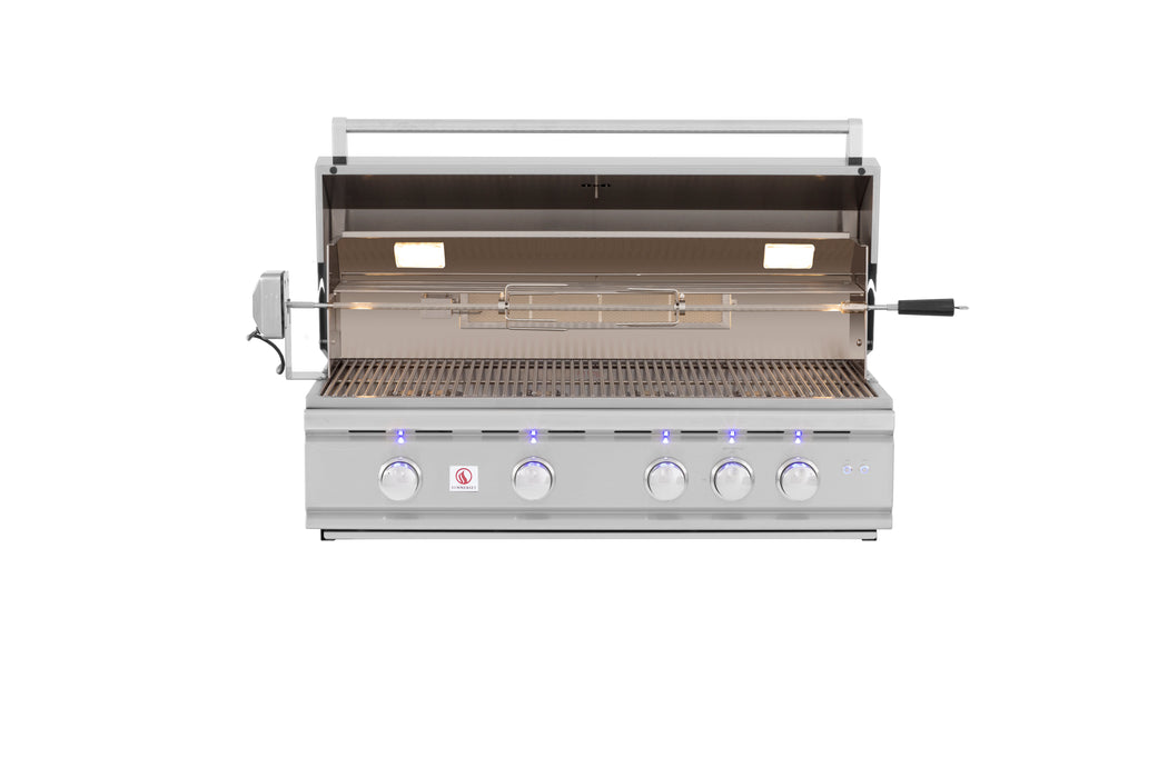 Summerset TRL 38-Inch 4-Burner Built-In Gas Grill, Flame Thrower Valves, Easy-Clean Briquette Burner Covers, Plug-and-Play Infrared Sear Zone Options, Rear Infrared Burner, and a Full Rotisserie Set TRL38