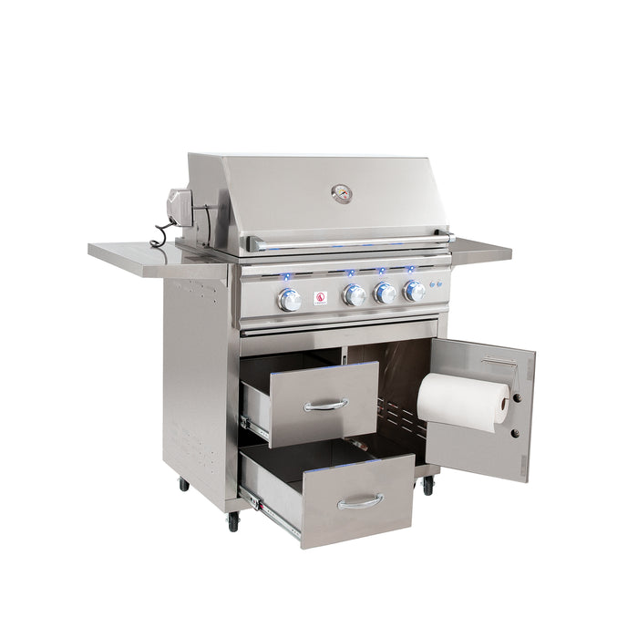 Summerset TRL 32-Inch 3-Burner Built-In Gas Grill, Flame Thrower Valves, Easy-Clean Briquette Burner Covers, Plug-and-Play Infrared Sear Zone Options, Rear Infrared Burner, and a Full Rotisserie Set TRL32