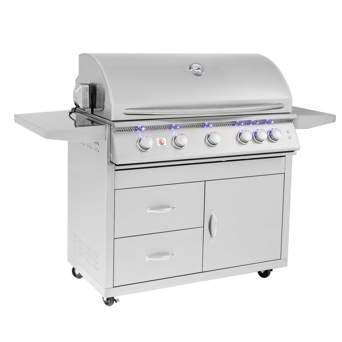 Summerset 40-Inch Built-In Gas Grill Sizzler Pro 5-Burner with Rear Infrared Rotisserie Burner, Flagship Stainless Steel Outdoor BBQ SIZPRO-40