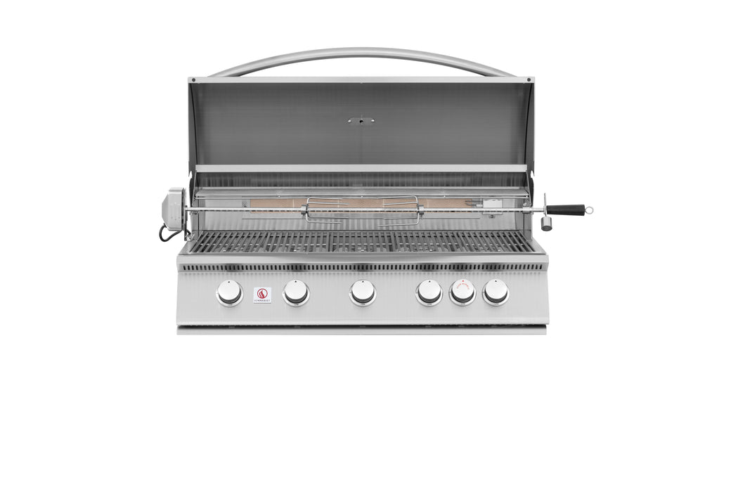 Summerset Sizzler 40-inch Gas BBQ Grill, 5 Cast Stainless Steel Burners, Built-In Premium BBQ Grill SIZ40