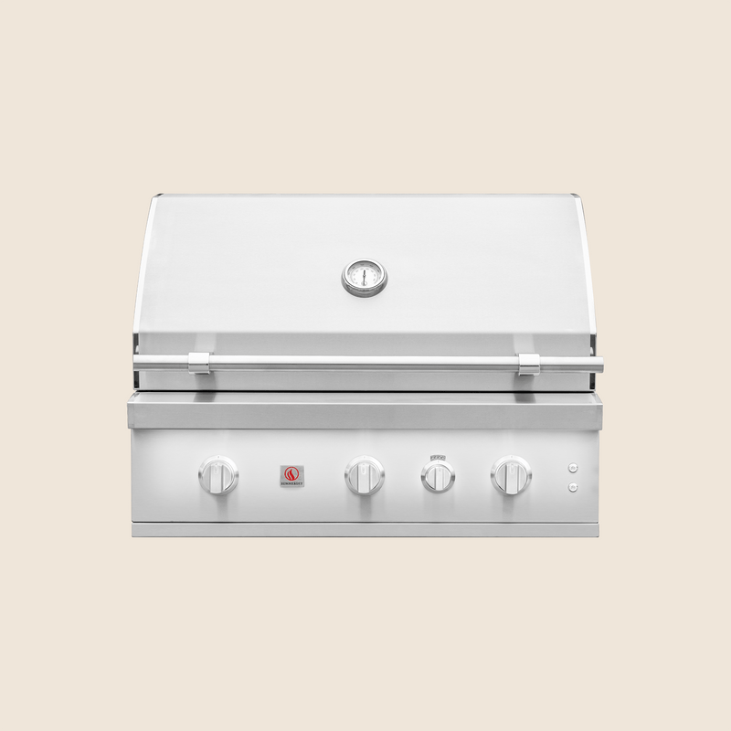 Summerset Quest 36-Inch Built-In Grill – 82,000 BTU with 3 Cast Stainless Burners & Rear Infrared Burner, 304 Stainless Steel, LED Knobs, Interior Halogen Lights, 9mm Grates, Spring-Assisted Hood