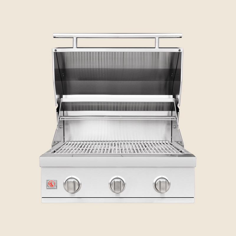 Summerset Sizzler 25-inch Built-In Grill, 2-Burner, 24,000 BTU, #443 Stainless Steel, Flame Thrower Ignition, 8mm Cooking Grates, Double-Lined Hood, Compact Outdoor BBQ Grill