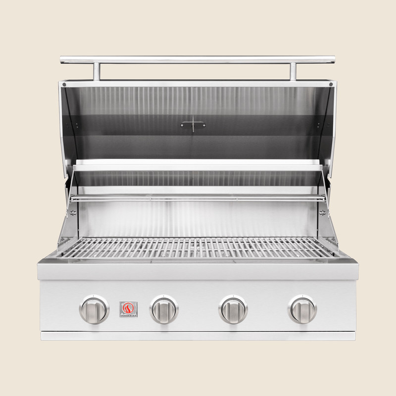 Summerset Sizzler 32-inch Built-In Natural Gas Grill – 4-Burner, 48,000 BTU, #443 Stainless Steel, Flame Thrower Ignition, Double-Lined Hood, 8mm Cooking Grates, Built-In Installation, Removable Drip Tray, Affordable Luxury BBQ Grill