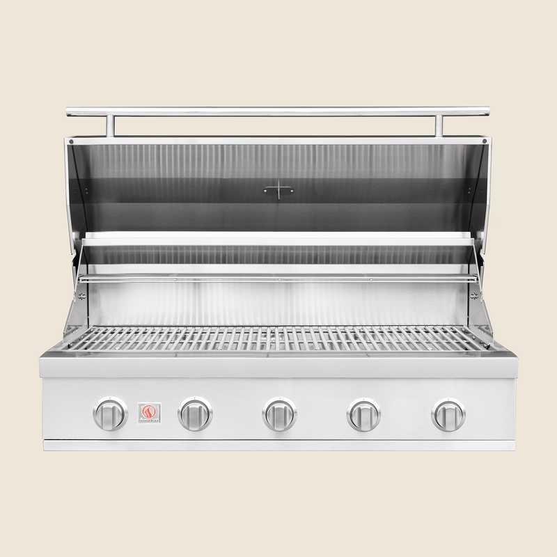 Summerset Sizzler 40-inch Built-In Grill, 5-Burner, 60,000 BTU, 443 Stainless Steel, 304 Tube Burners, 8mm Grates, Piezo Ignition, 867.93 sq in Cooking Area, Commercial & Off-Grid Ready