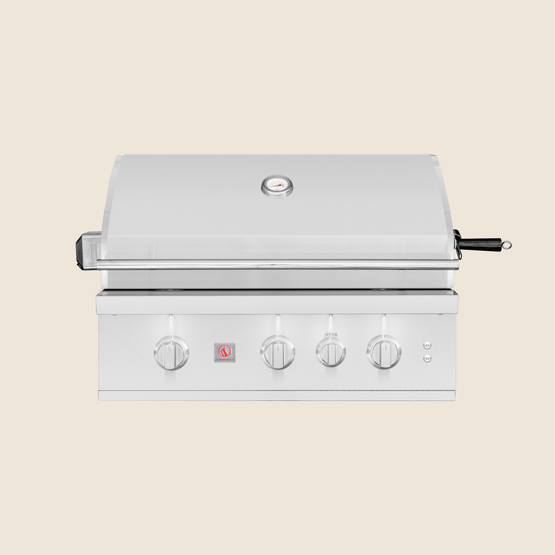 Summerset TRL PRO 32-inch Built-In Grill, 3 Cast Stainless Burners, 69,000 BTU, Infrared Rear Burner, LED Knobs, Halogen Lights, #304 Stainless Steel, Flame Thrower Ignition, Double-Lined Hood,  TRLPRO32