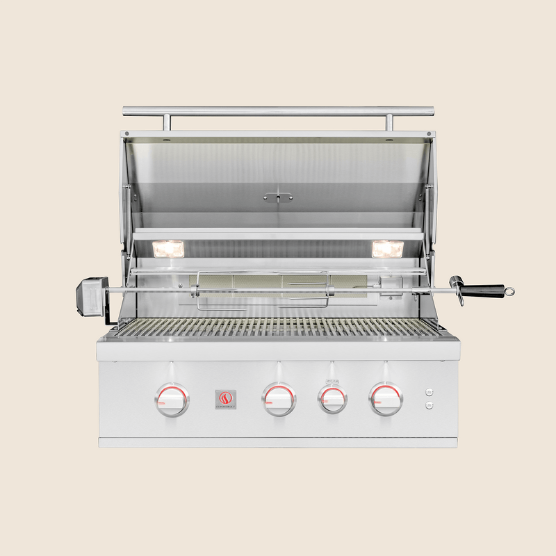 Summerset TRL PRO 32-inch Built-In Grill, 3 Cast Stainless Burners, 69,000 BTU, Infrared Rear Burner, LED Knobs, Halogen Lights, #304 Stainless Steel, Flame Thrower Ignition, Double-Lined Hood,  TRLPRO32