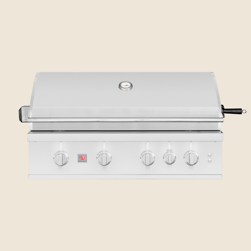 Summerset TRL PRO 40-inch Built-In Grill, 4 Cast Stainless Burners, 87,000 BTU, Infrared Rear Burner, LED Knobs, Halogen Lights, #304 Stainless Steel, Flame Thrower Ignition, Double-Lined Hood, TRLPRO40