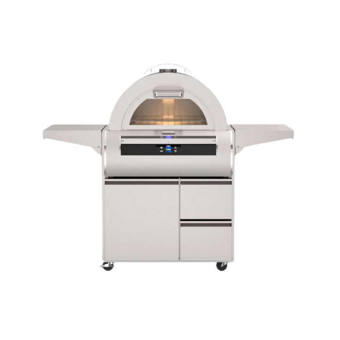 Fire Magic 30-Inch Echelon Freestanding Gas Pizza Oven with Black Touchscreen Glass Controls, Up to 750°F for Brick-Oven-Style Cooking, Integrated Smart Technology, Stainless Steel Construction, Cordierite Pizza Stone - Model 5660 + 660-SC24 Cart