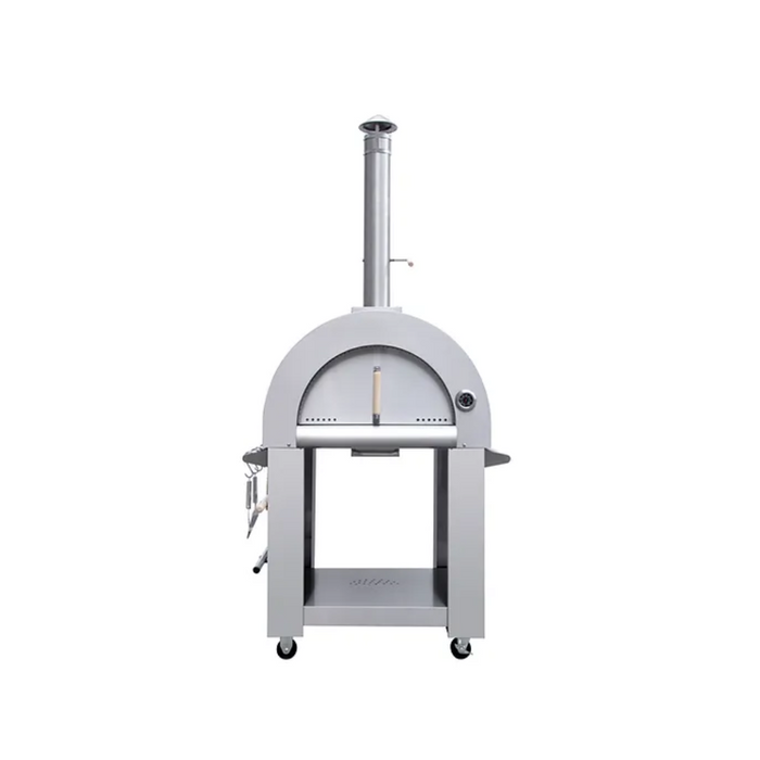 Kokomo 32" Wood Burning Pizza Oven with Oven Cart and Four Piece Accessory Kit included, Durable Stainless Steel, Ash Clean Out Tray, Built-in Temperature Gauge, KO-PIZZAOVEN