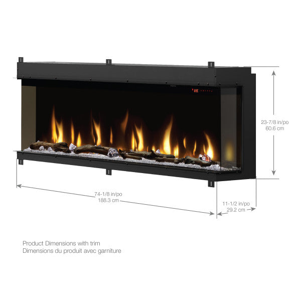 Dimplex Ignite Bold Linear Electric Fireplace Insert, Multi-Fire XD Flame, ComfortSaver Heating, Up to 10,000 BTU Media Bed, Eco/Heat Boost, Smart Controls