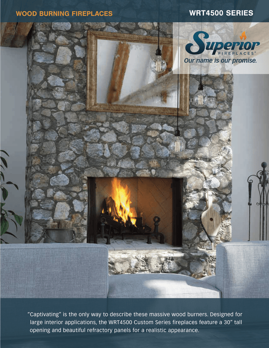 Superior 36-Inch Wood Fireplace Insert with 30-inch Tall Opening WRT4536