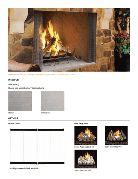 Superior 50 inch by 30 inch Tall Outdoor Wood Burning Fireplace Insert, Fully-Insulated Firebox for Cold Climates, Heavy-Duty Cast Iron Log Grate with Rugged Forged Andirons, Includes Mesh Fire Screen WRE4550