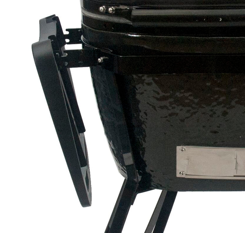 Primo Oval LG 300 All-In-One Kamado Charcoal Grill – Made in USA, 300 sq in Cooking Area, Freestanding Ceramic BBQ with Cradle, Shelves, Tools