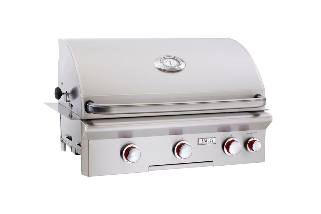 American Outdoor Grill T-Series 30-Inch Built-In Natural Gas Grill, 3 Burners, Rotisserie Kit, Heavy-Duty Stainless Steel, Piezo Ignition (No Electricity), Includes Propane Conversion Kit - 30NBT