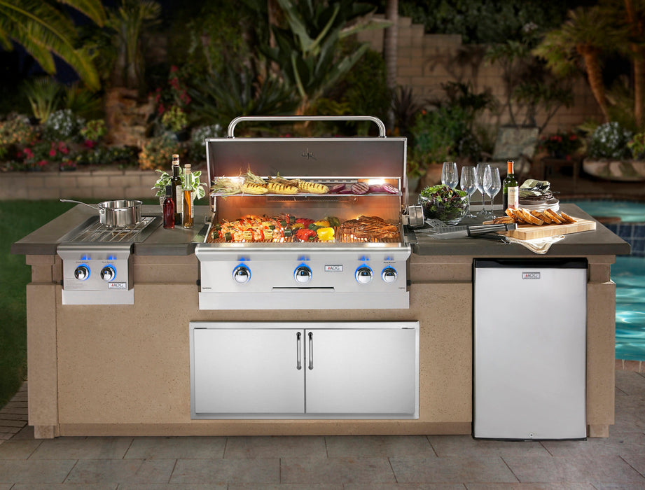 American Outdoor Grill L-Series 30-Inch Built-In Natural Gas Grill, 3 Burners, Rotisserie Backburner, Heavy-Duty Stainless Steel, Electric Ignition with LED Lighting, Includes Propane Conversion Kit - 30NBL