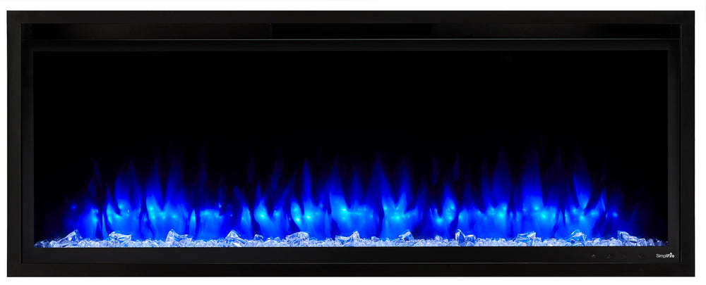 SimpliFire Allusion Platinum Electric Fireplace Available in 50", 60", and 72" Sizes, Recessed or Wall-Mount Installation Option, 14 Ember Bed Colors, Four Flame Effects, Remote Included