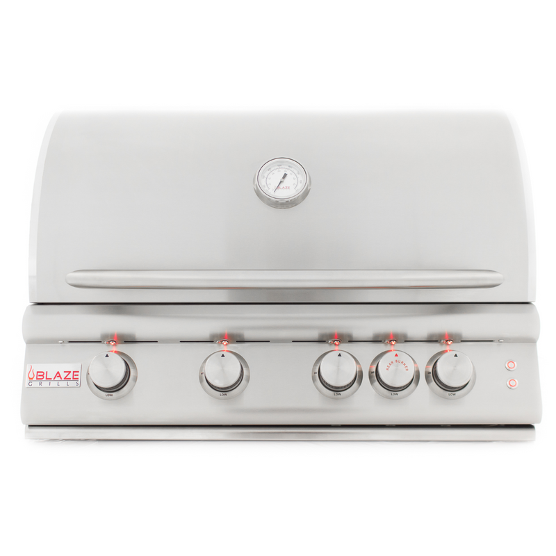 Blaze LTE2 Marine Grade 32-Inch Built-In Gas Grill – 316L Stainless Steel, 66,000 BTUs, 4 Cast Burners + Infrared Rear, LED Knobs, Interior Lights, Flame Thrower Ignition, Coastal Outdoor BBQ Grill