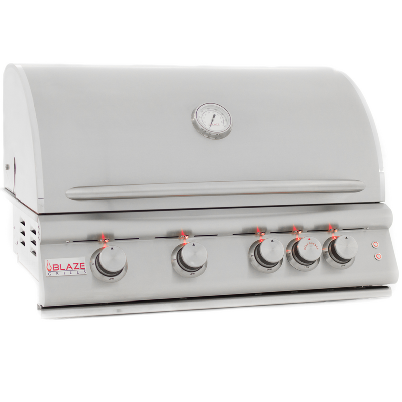 Blaze LTE2 Marine Grade 32-Inch Built-In Gas Grill – 316L Stainless Steel, 66,000 BTUs, 4 Cast Burners + Infrared Rear, LED Knobs, Interior Lights, Flame Thrower Ignition, Coastal Outdoor BBQ Grill