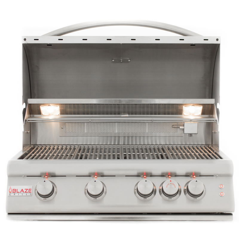Blaze LTE2 Marine Grade 32-Inch Built-In Gas Grill – 316L Stainless Steel, 66,000 BTUs, 4 Cast Burners + Infrared Rear, LED Knobs, Interior Lights, Flame Thrower Ignition, Coastal Outdoor BBQ Grill