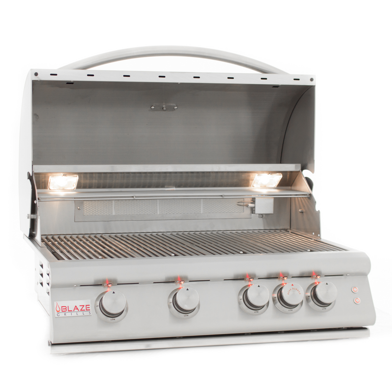 Blaze LTE2 Marine Grade 32-Inch Built-In Gas Grill – 316L Stainless Steel, 66,000 BTUs, 4 Cast Burners + Infrared Rear, LED Knobs, Interior Lights, Flame Thrower Ignition, Coastal Outdoor BBQ Grill