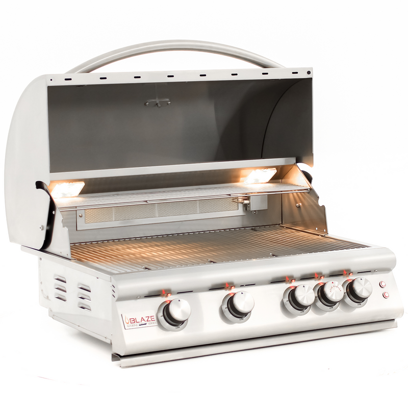 Blaze LTE2 Marine Grade 32-Inch Built-In Gas Grill – 316L Stainless Steel, 66,000 BTUs, 4 Cast Burners + Infrared Rear, LED Knobs, Interior Lights, Flame Thrower Ignition, Coastal Outdoor BBQ Grill