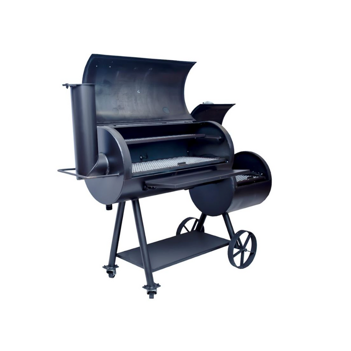 Old Country BBQ Pits Brazos Charcoal Smoker Grill Loaded w/ Counterweight, Offset Smoker, Large Cooking Area, 70" wide