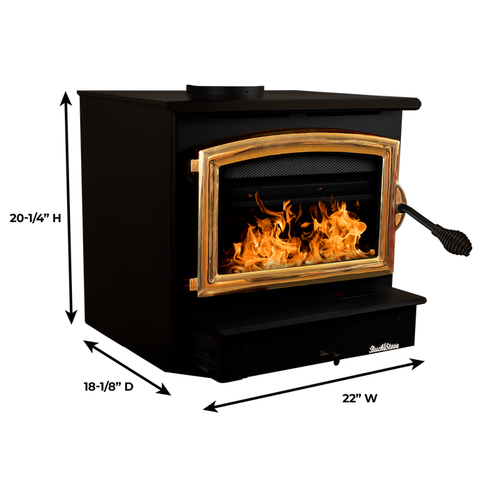 Buck Stove Model 21 NC Small Wood Burning Stove, Insert/Freestanding, 11,079-28,901 BTU, Heats up to 800-1800 sq ft, Non-Catalytic, Efficient