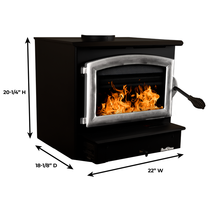 Buck Stove Model 21 NC Small Wood Burning Stove, Insert/Freestanding, 11,079-28,901 BTU, Heats up to 800-1800 sq ft, Non-Catalytic, Efficient