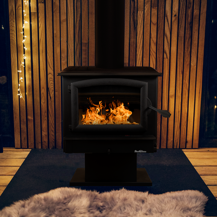 Buck Stove Model 74 Large Wood Burning Stove, Non-Catalytic, 52,400 BTU, Heats 1500-2600 sq ft, Efficient, Blower Included