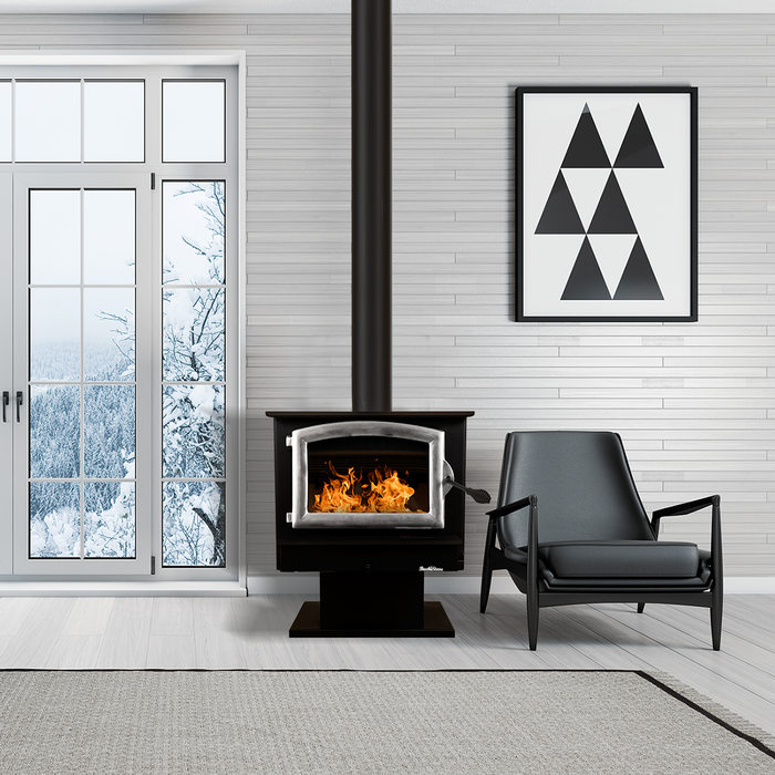 Buck Stove Model 74 Large Wood Burning Stove, Non-Catalytic, 52,400 BTU, Heats 1500-2600 sq ft, Efficient, Blower Included