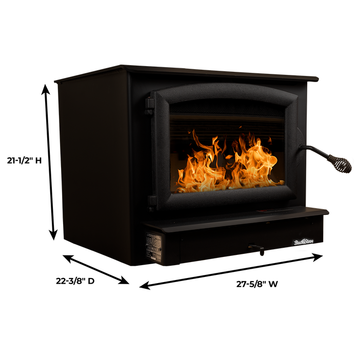 Buck Stove Model 74 Large Wood Burning Stove, Non-Catalytic, 52,400 BTU, Heats 1500-2600 sq ft, Efficient, Blower Included