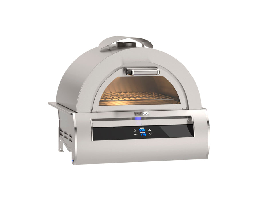 Fire Magic 30-Inch Echelon Freestanding Gas Pizza Oven with Black Touchscreen Glass Controls, Up to 750°F for Brick-Oven-Style Cooking, Integrated Smart Technology, Stainless Steel Construction, Cordierite Pizza Stone - Model 5660 + 660-SC24 Cart