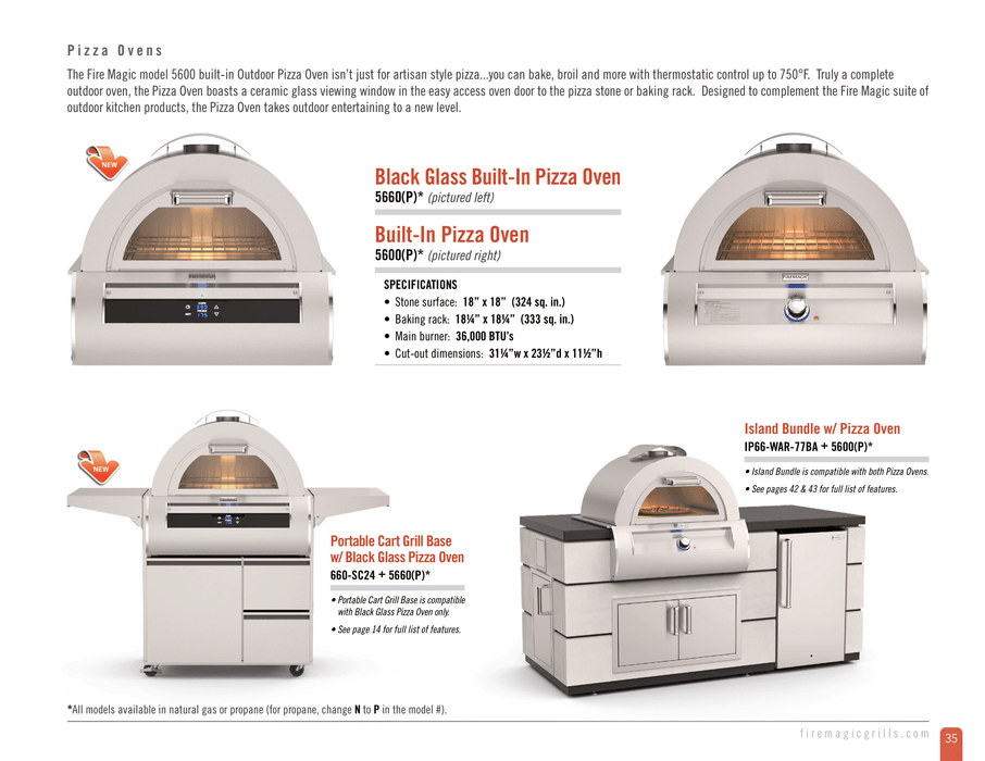 Fire Magic 30-Inch Echelon Freestanding Gas Pizza Oven with Black Touchscreen Glass Controls, Up to 750°F for Brick-Oven-Style Cooking, Integrated Smart Technology, Stainless Steel Construction, Cordierite Pizza Stone - Model 5660 + 660-SC24 Cart