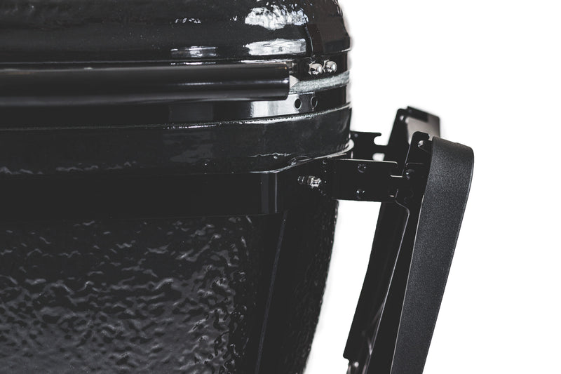 Primo Oval LG 300 All-In-One Kamado Charcoal Grill – Made in USA, 300 sq in Cooking Area, Freestanding Ceramic BBQ with Cradle, Shelves, Tools