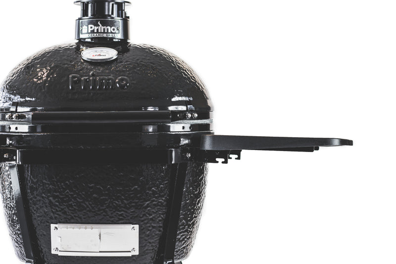 Primo Oval LG 300 All-In-One Kamado Charcoal Grill – Made in USA, 300 sq in Cooking Area, Freestanding Ceramic BBQ with Cradle, Shelves, Tools
