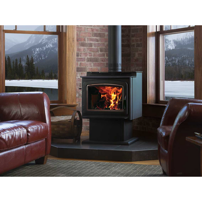 IronStrike Grandview 230 Wood-Burning Stove, 76,000 BTU, TFT Heat Exchanger, EPA-Certified, Lodge Collection