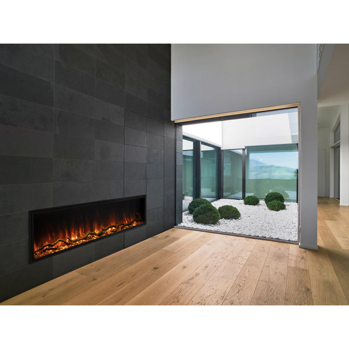 Modern Flames 44 inch Linear Electric Fireplace Insert Landscape Pro Slim, Built In Heater, Indoor/Outdoor, Realistic Multi Color Flame Technology LPS-4414