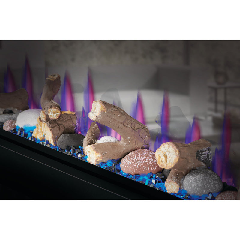 Napoleon CLEARion Elite See-Through Built-In Electric Fireplace, Dual-Zone Heating, Smart Privacy Glass (Clear to Opaque), 10,000 BTU, Orange/Blue Flames, 15 Ember Colors, Logs & Crystal Media Included