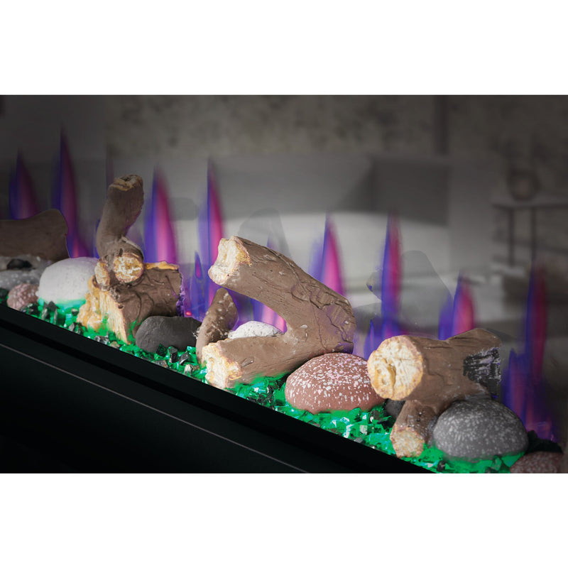 Napoleon CLEARion Elite See-Through Built-In Electric Fireplace, Dual-Zone Heating, Smart Privacy Glass (Clear to Opaque), 10,000 BTU, Orange/Blue Flames, 15 Ember Colors, Logs & Crystal Media Included