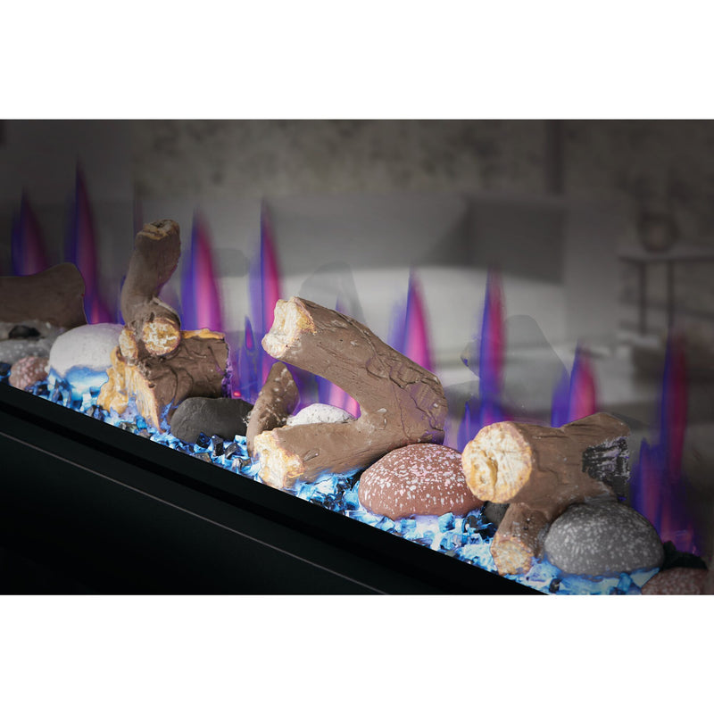 Napoleon CLEARion Elite See-Through Built-In Electric Fireplace, Dual-Zone Heating, Smart Privacy Glass (Clear to Opaque), 10,000 BTU, Orange/Blue Flames, 15 Ember Colors, Logs & Crystal Media Included