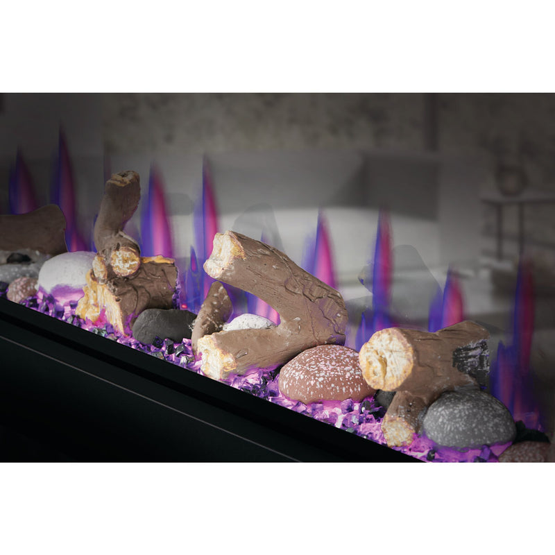 Napoleon CLEARion Elite See-Through Built-In Electric Fireplace, Dual-Zone Heating, Smart Privacy Glass (Clear to Opaque), 10,000 BTU, Orange/Blue Flames, 15 Ember Colors, Logs & Crystal Media Included