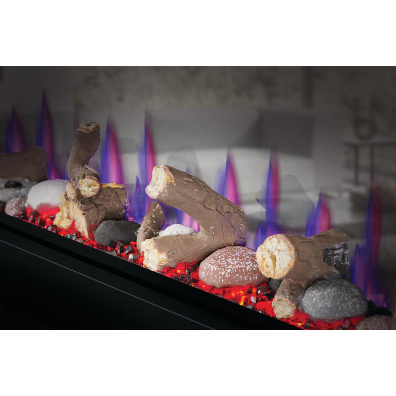Napoleon CLEARion Elite See-Through Built-In Electric Fireplace, Dual-Zone Heating, Smart Privacy Glass (Clear to Opaque), 10,000 BTU, Orange/Blue Flames, 15 Ember Colors, Logs & Crystal Media Included
