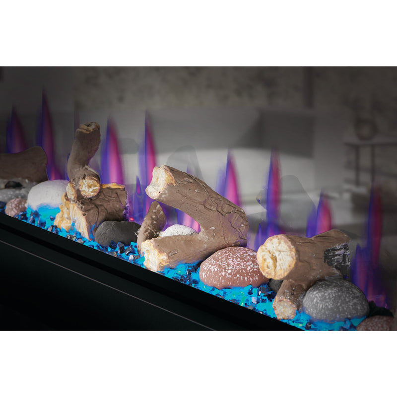 Napoleon CLEARion Elite See-Through Built-In Electric Fireplace, Dual-Zone Heating, Smart Privacy Glass (Clear to Opaque), 10,000 BTU, Orange/Blue Flames, 15 Ember Colors, Logs & Crystal Media Included