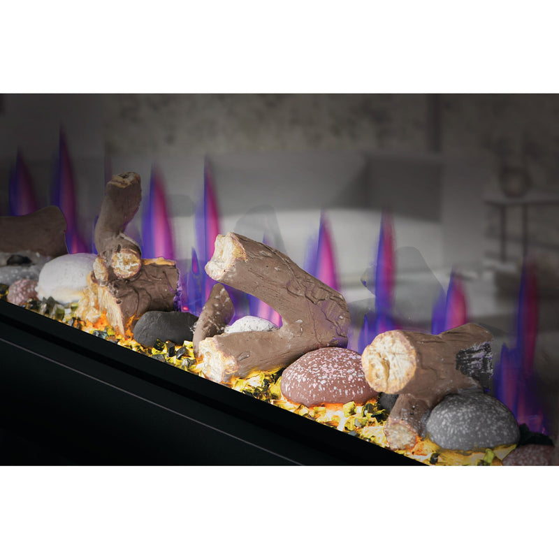 Napoleon CLEARion Elite See-Through Built-In Electric Fireplace, Dual-Zone Heating, Smart Privacy Glass (Clear to Opaque), 10,000 BTU, Orange/Blue Flames, 15 Ember Colors, Logs & Crystal Media Included