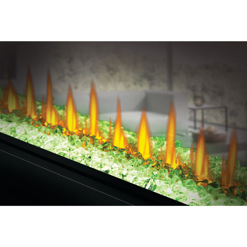 Napoleon CLEARion Elite See-Through Built-In Electric Fireplace, Dual-Zone Heating, Smart Privacy Glass (Clear to Opaque), 10,000 BTU, Orange/Blue Flames, 15 Ember Colors, Logs & Crystal Media Included