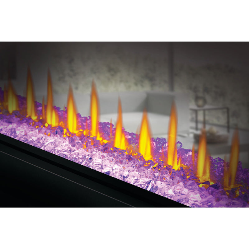 Napoleon CLEARion Elite See-Through Built-In Electric Fireplace, Dual-Zone Heating, Smart Privacy Glass (Clear to Opaque), 10,000 BTU, Orange/Blue Flames, 15 Ember Colors, Logs & Crystal Media Included